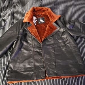 Lux Black Leather Jacket with Brown Lining